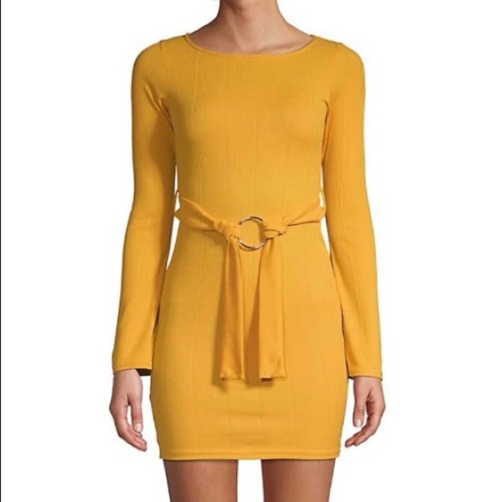 🌟5 for $25🌟 Missguided Yellow Long-sleeve Ribbed Mini Dress